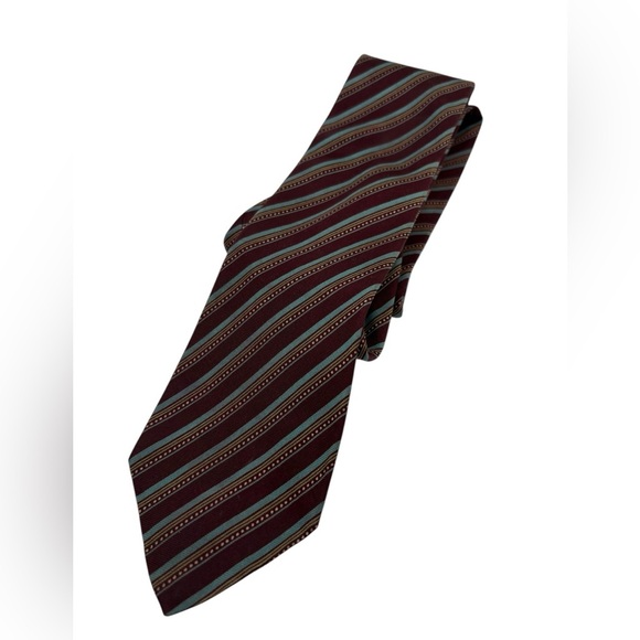 YSL Vintage red and blue stripe Mens tie - Picture 3 of 7